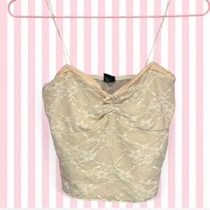 Lace Camisole Crop Top in Cream
